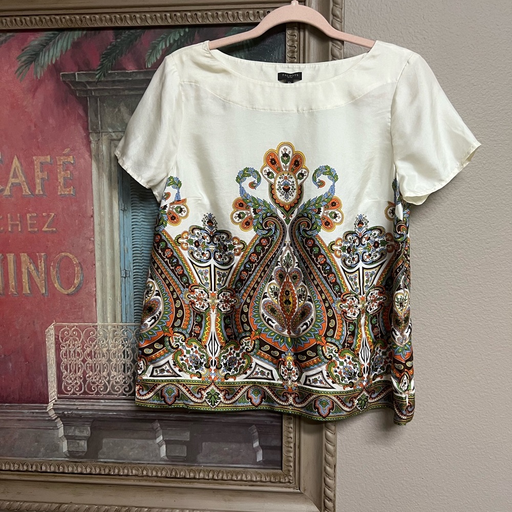 Talbots Petites Silk Paisley Print Women's Top